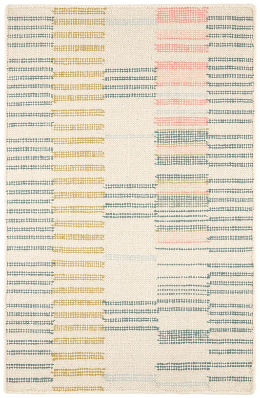 Dash & Albert Gemma Juniper Hand Loom Knotted Cotton Rug, 3 X 5 Feet, Multi Geometric Pattern - Premium Luxury Hotel Quality Soft Breathable Hypoallergenic Machine Washable Easy Care All Season