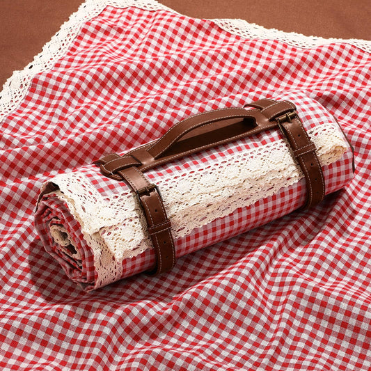 VitalCozy Waterproof Picnic Blankets 59 x 78in Outdoor Blanket Foldable 2 in 1 Double Layer Sandproof Beach Mat with Carry Strap for Camping Lawn Park Beach Grass(Red White)
