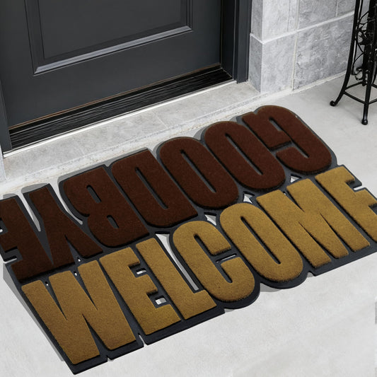 RORA Welcome Mat Door Mat Outside/Indoor Entrance Welcome Mats for Front Door mat, 'Goodbye' Doormat,Heavy Duty Non-Slip Backing, Funny Door mats for Home, Porch, Patio Decor 29x17inch