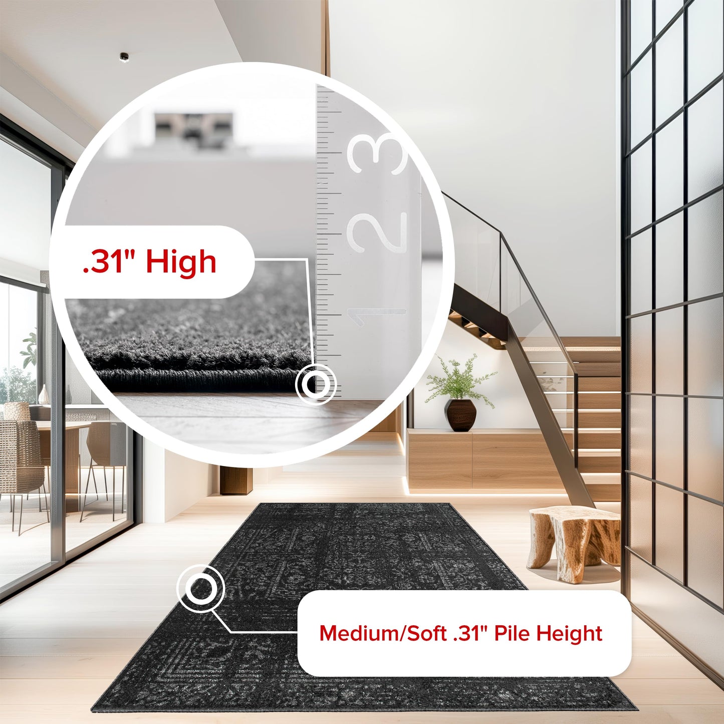 nuLOOM Arlena Vintage Traditional Area Rug - 5x8 Area Rug Modern/Contemporary Black/Grey Rugs for Living Room Bedroom Dining Room Kitchen