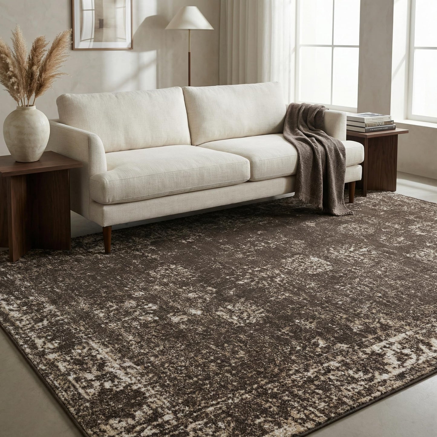 Unique Loom Sofia Collection Area Rug - Casino (4' 1" x 6' 1" Rectangle, Brown/ Ivory)
