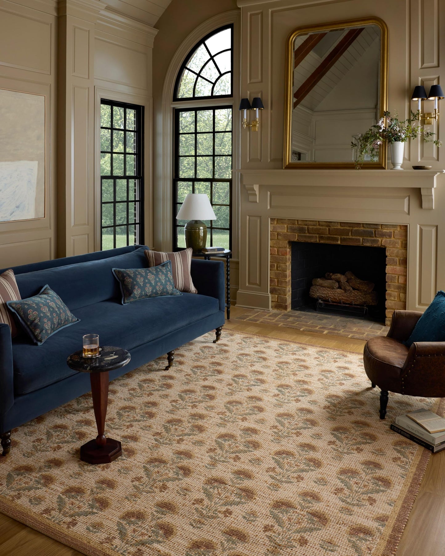 Loloi Chris Loves Julia Rue Collection RUE-01 Wheat/Sage 8'-6" x 11'-6" Area Rug Jute Neutral Floral Living Room Bedroom Rug