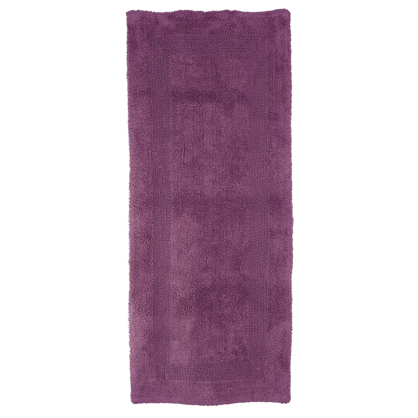 Lavish Home Reversible Long Bath Mat - 60x24-Inch Plush Cotton Bathroom Runner - Machine Washable Bath Mats for Bathroom, Kitchen, or Laundry Room (Eggplant)