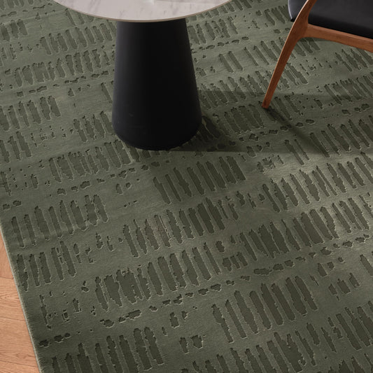 Revival Rugs Shell 5'x8' Area Rugs for Living Room Bedroom Dining Room - Washable, 100% Recycled, Oeko-TEX Certified, Modern, Medium Pile, Green