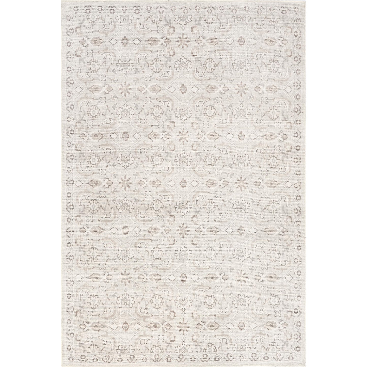 nuLOOM 4' x 6' Green Haven Collection Indoor Area Rug, Recycled Cotton, Machine Washable, Stitched Edging, Flat Woven, Ariya Cream