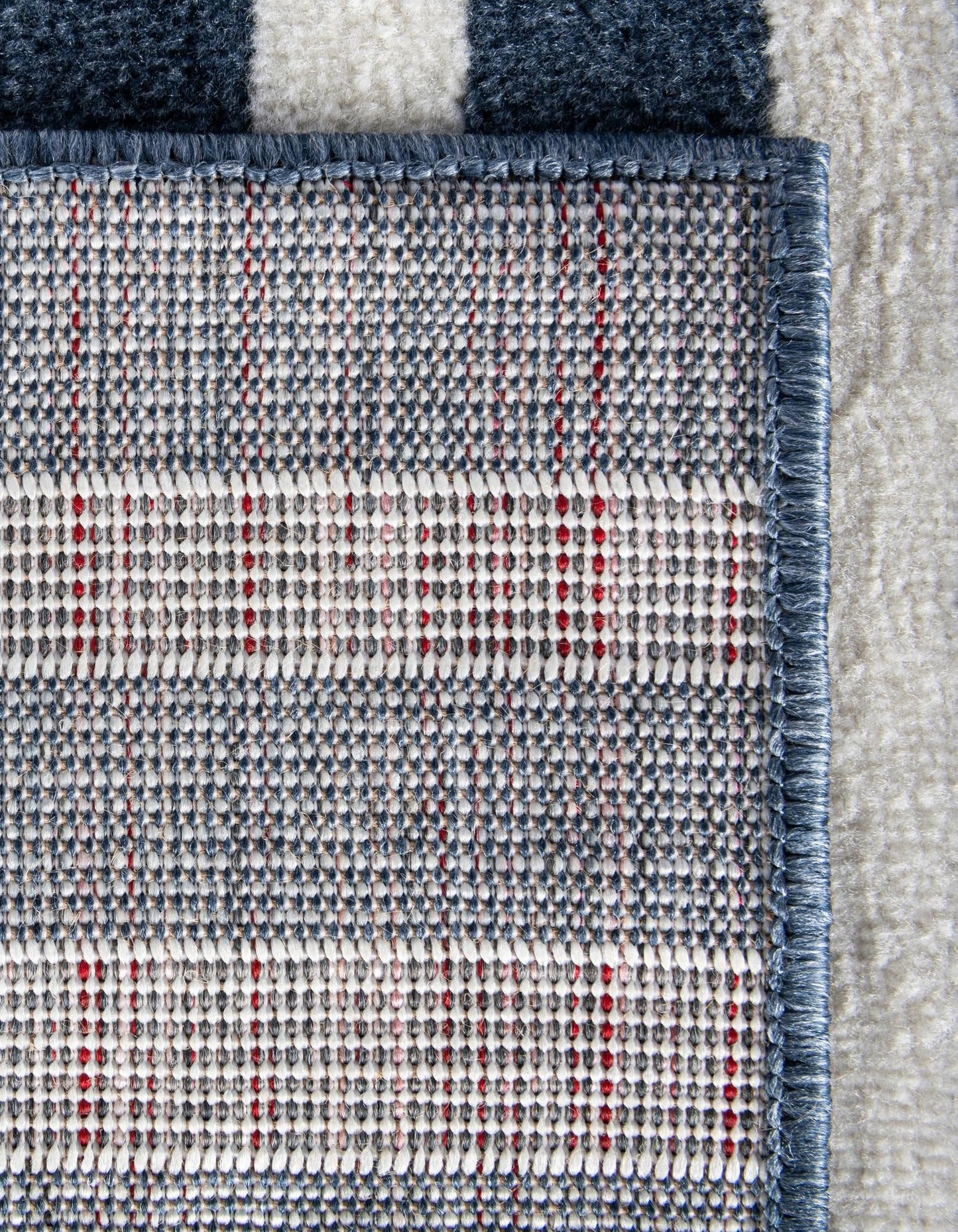 Rugs.com - Oslo Rug – 8 Ft Square Blue Easy-Clean Stain-Resistant Area Rug – Modern Geometric Striped Design for Living Room, Bedroom, Home Office