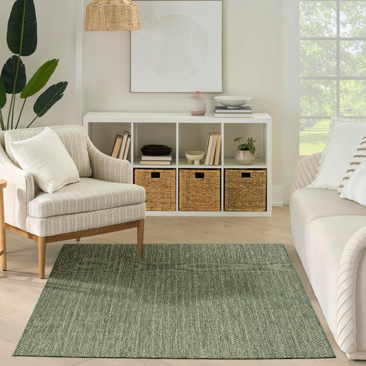 Nourison Home Horizon Indoor/Outdoor Green 4' x 6' Area Rug - Easy Clean, Non Shedding, Bed Room, Living Room, Dining Room, Kitchen (4' x 6')