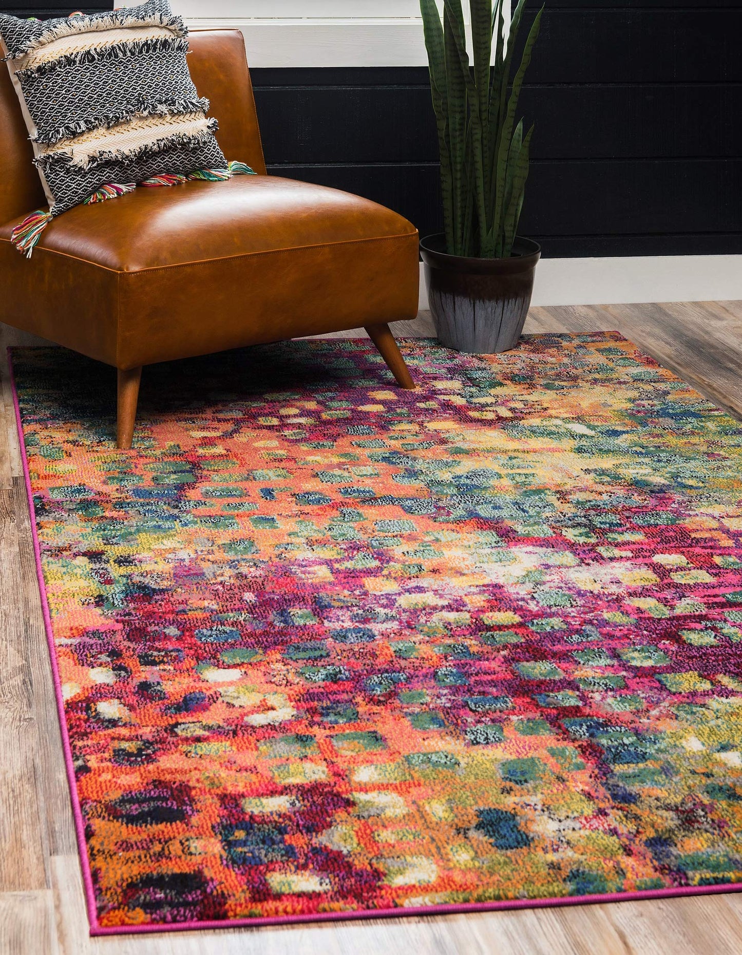 Unique Loom Jardin Collection Colorful, Vibrant, Abstract, Modern Area Rug (5' 0 x 8' 0 Rectangular, Multi/ Blue)
