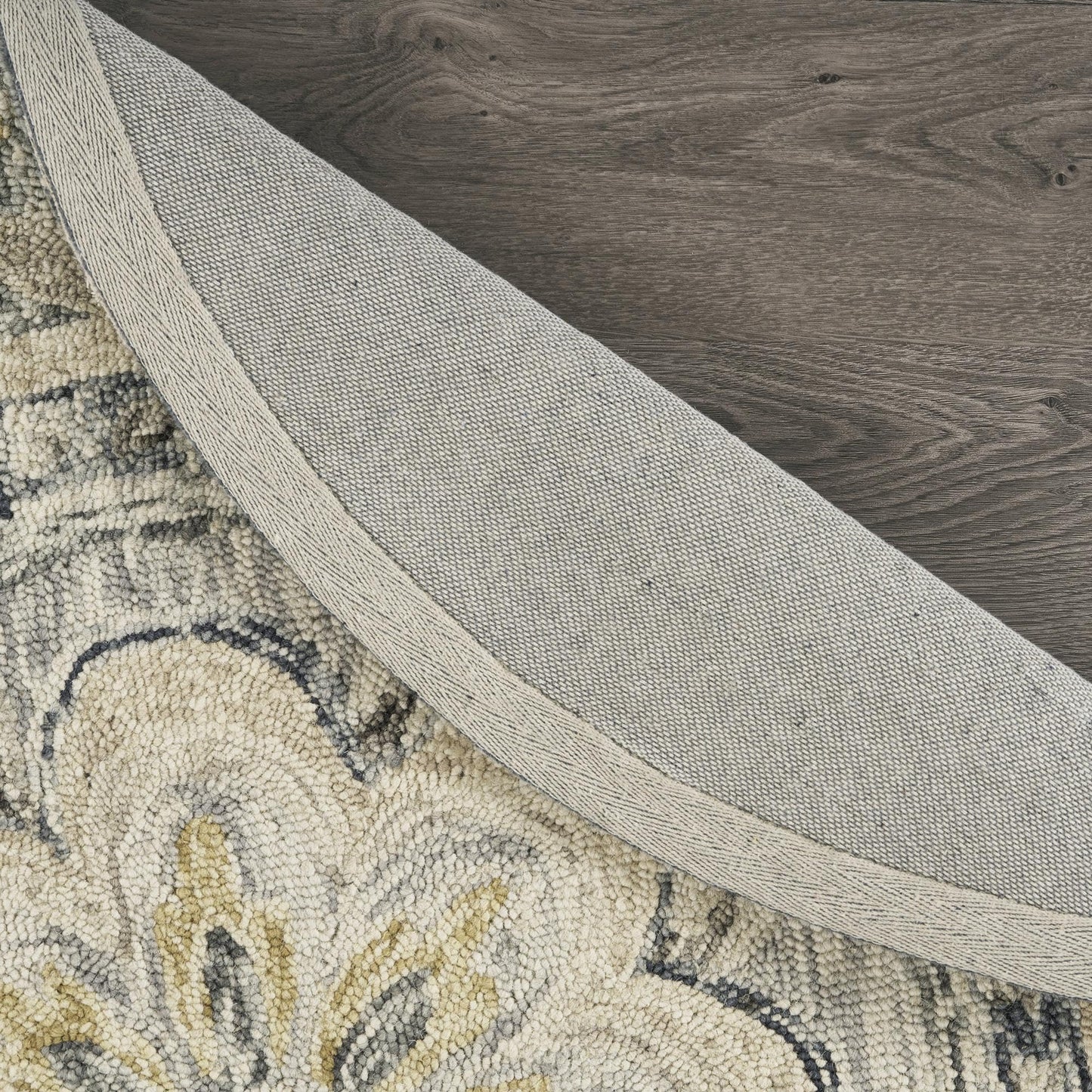 LR Home 6ft Scalloped Round Indoor Wool Area Rug for Home Decor | Rugs for Living Room, Bedroom, Playroom, Entryway, Office | Handmade Modern Farmhouse Boho Area Rug for Room Decor | Gray/Beige