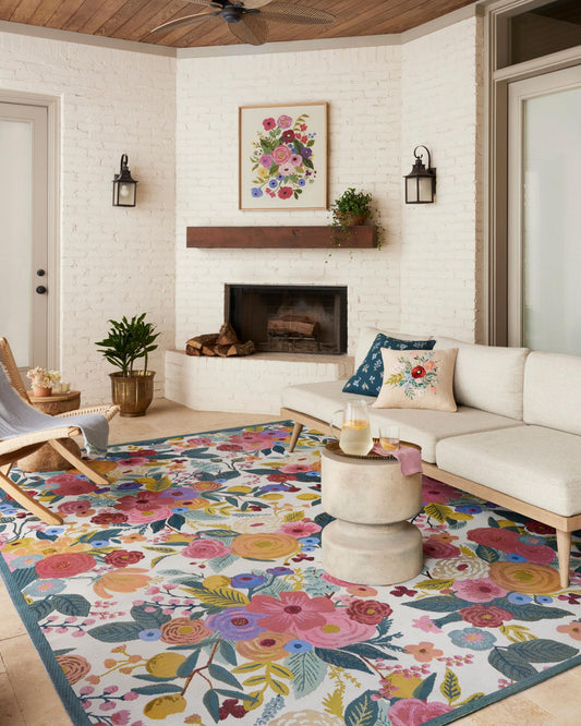 Loloi Rifle Paper Co. Perennial Collection Garden Party PRN-04 Rose/Multi 6'-7" x 9'-4" Indoor/Outdoor Area Rug