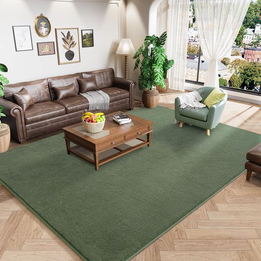 Amearea Modern Area Rugs for Bedroom Living Room, 4x6 Feet Sage Green Thickened Memory Foam Rug, Fluffy Indoor Washable Rugs Non Slip Minimalist Carpet for Kids Boys Girls Dorm Nursery Room Decor