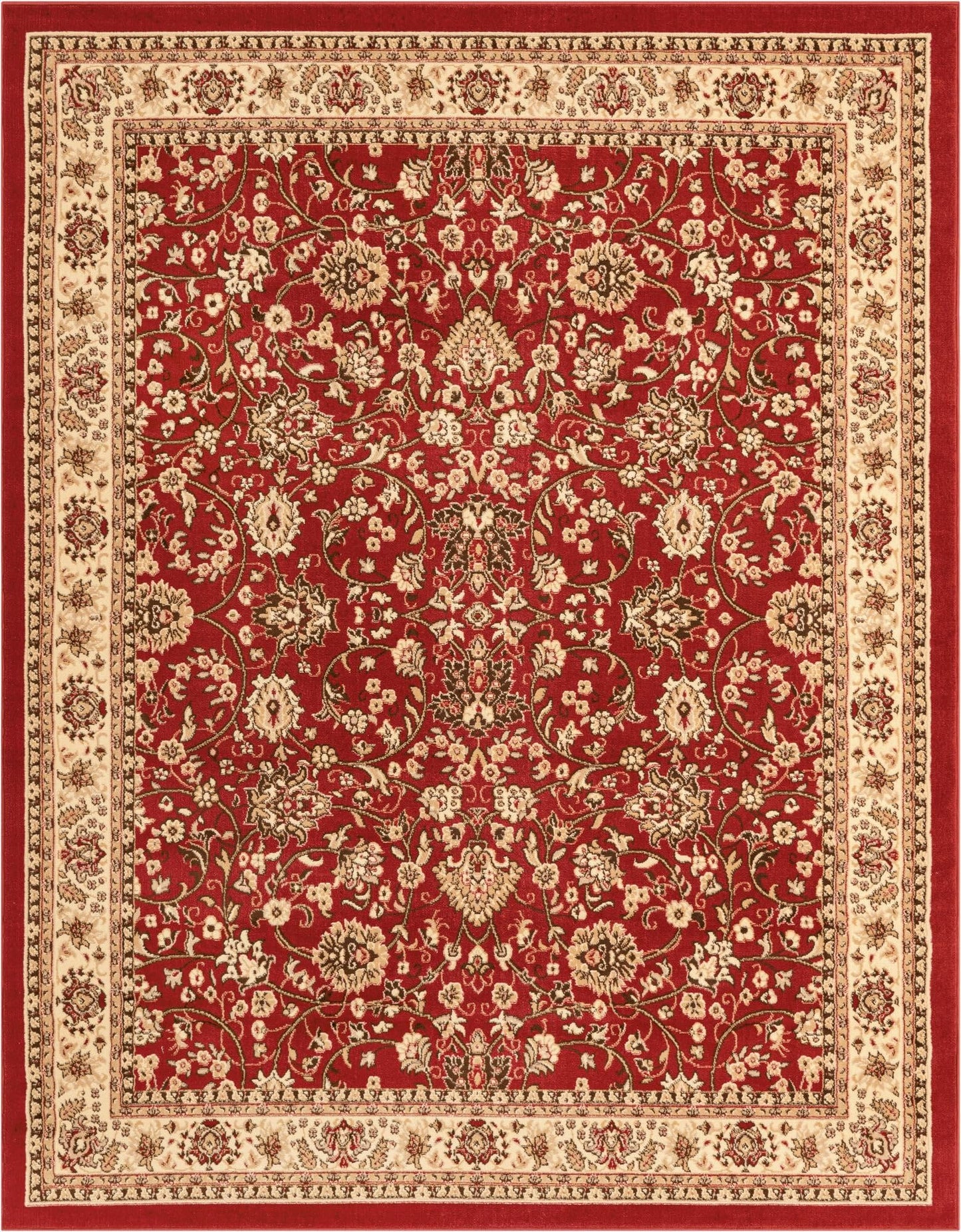 Unique Loom Sialk Hill Collection Area Rug - Washington (7' 10" x 10' Rectangle Burgundy/Cream)