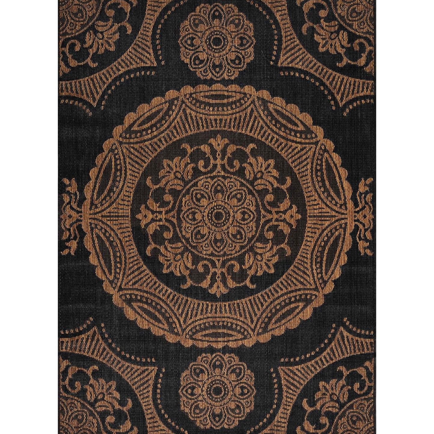 Luul Home Medallion Outdoor Rug 5x7 Washable Outside Carpet for Indoor Patio Porch Waterproof Easy Cleaning Non Shedding Area Rugs Nut Brown 5 x 7