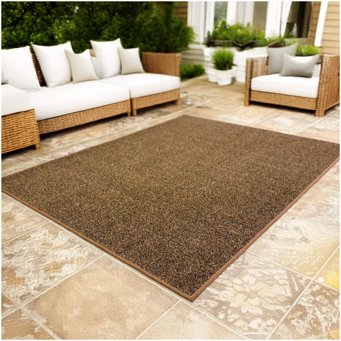KOECKRITZ 6' x 7' Artificial Turf Indoor Outdoor Rug – Brown/Tan Synthetic Grass Carpet for Patio, Garden, Balcony & Landscape – Pet Friendly, Dog Grass, Lightweight