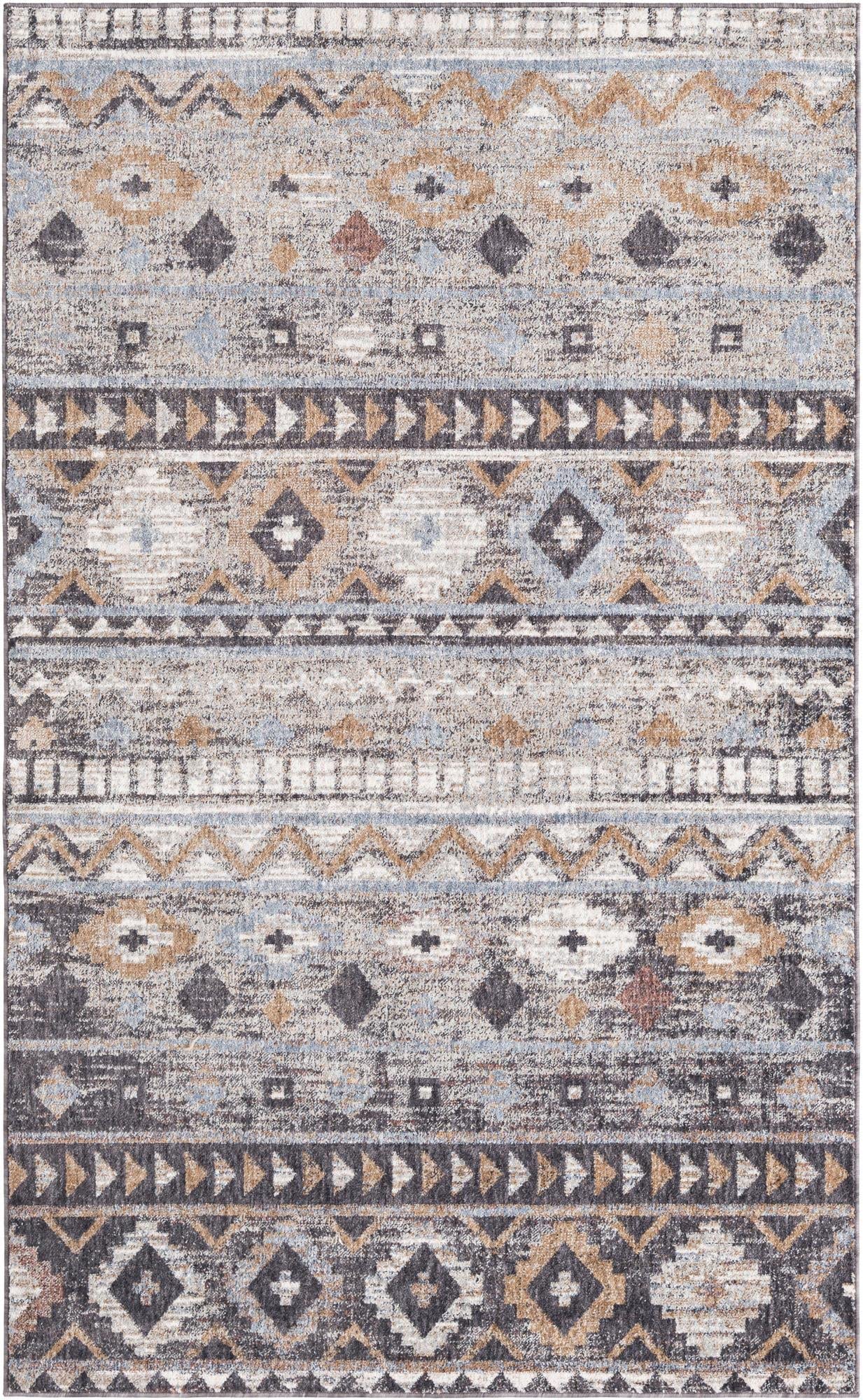 Unique Loom Eco Southwestern Collection Area Rug - Tubac (Rectangular 5' 3" x 8' 0", Khaki Gray/Black)