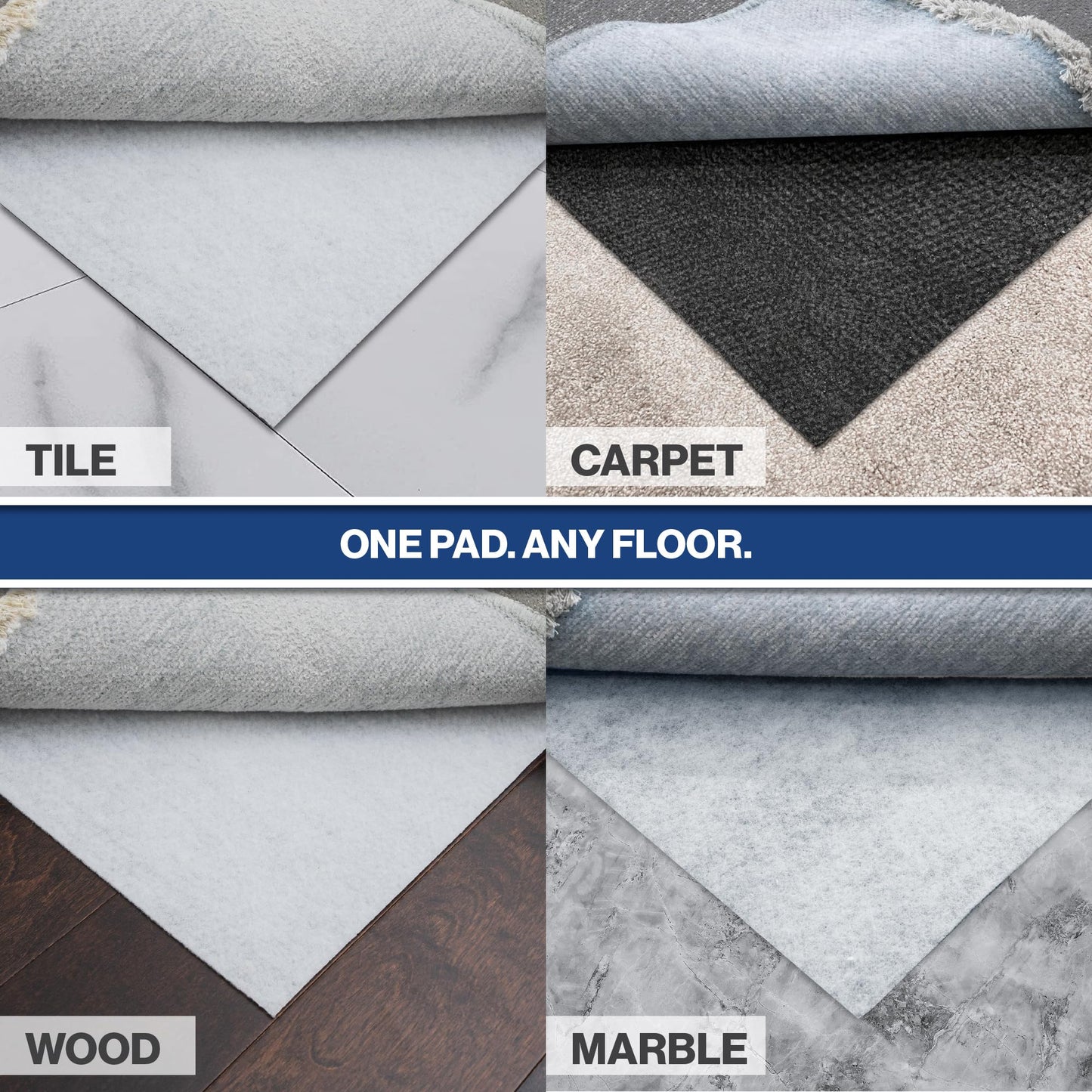 Teebaud 2' x 8' Non-Slip Rug Pad, Reversible Gripper, Non Skid Pads for Hardwood, Vinyl, Tile, Laminate Floors, Keep Area Rugs Secure, Natural Materials Safe for Indoor Flooring, ¼” Thick