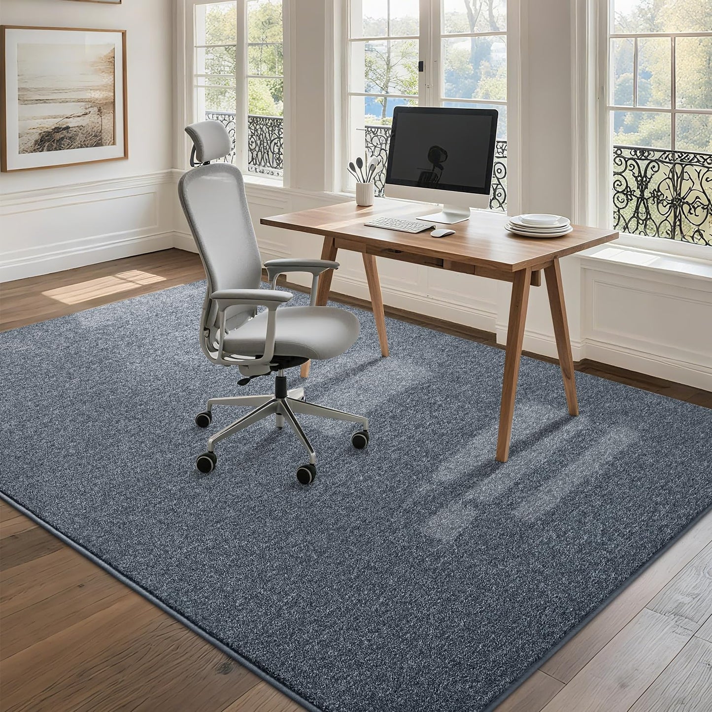 FALARK 6x9 Area Rugs for Bedroom Living Room, Blue Soft Low-Pile Modern Indoor Thickened Memory Foam Non-Slip Washable Carpets for Kids Dorm Home Decor Rug