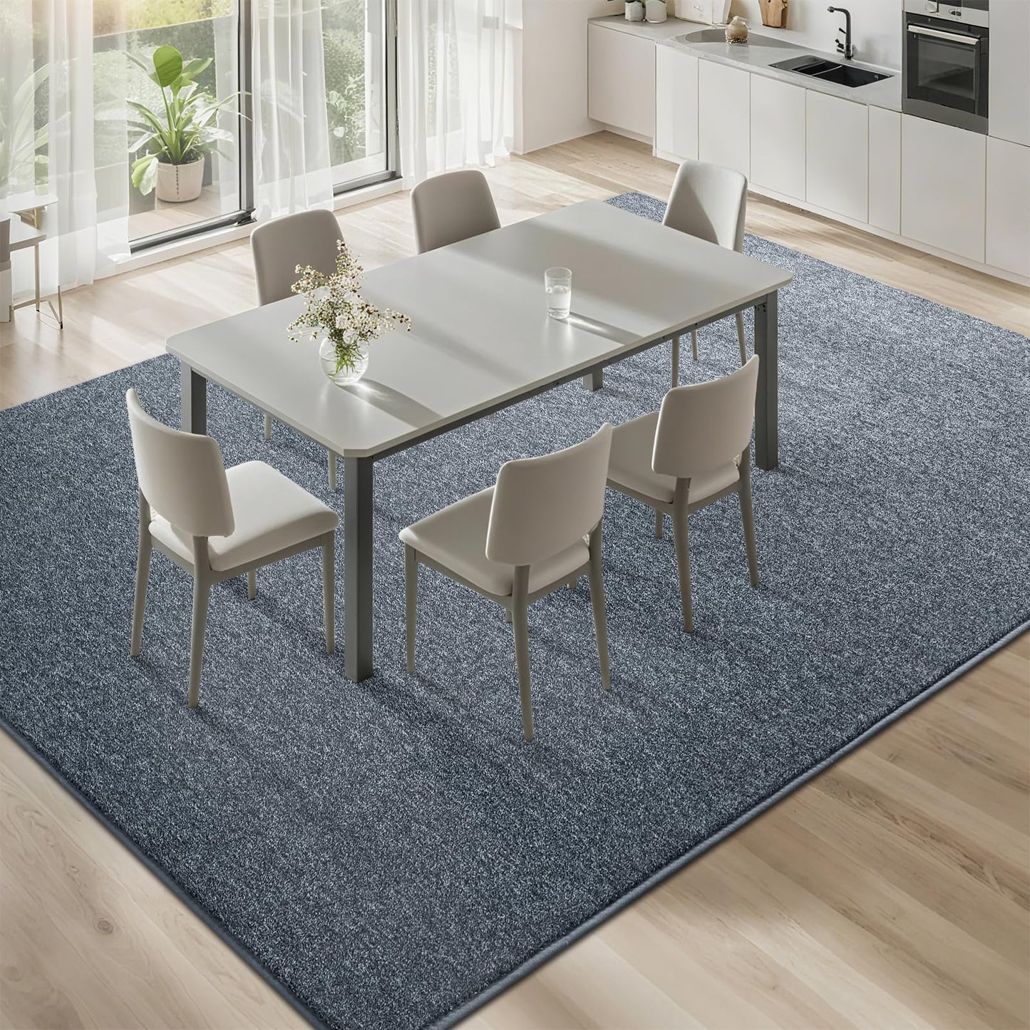 FALARK 6x9 Area Rugs for Bedroom Living Room, Blue Soft Low-Pile Modern Indoor Thickened Memory Foam Non-Slip Washable Carpets for Kids Dorm Home Decor Rug