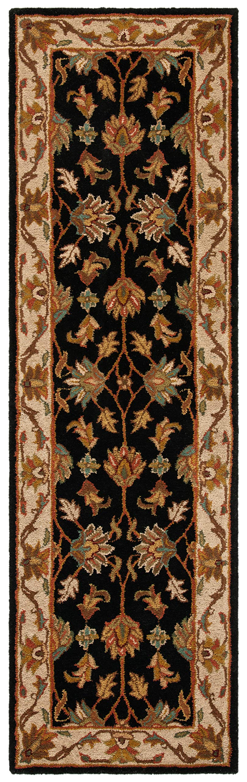 SAFAVIEH Heritage Collection Runner Rug - 2'3" x 8', Black & Beige, Handmade Traditional Oriental Wool, Ideal for High Traffic Areas in Living Room, Bedroom (HG628B)