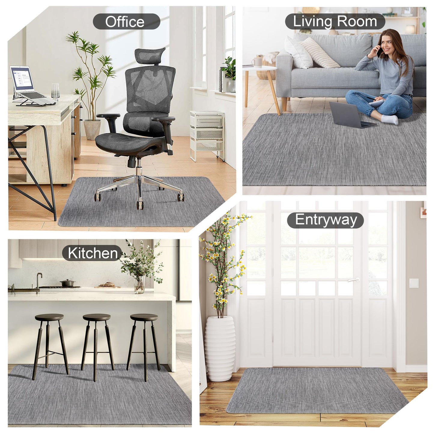 Cybstrax Office Chair Mat for Hardwood & Tile Floor, 45"x53" Desk Computer Chair Mat, Anti Slip, Non-Curve, Floor Protector Under Desk Low-Pile Office Rug for Rolling Chair