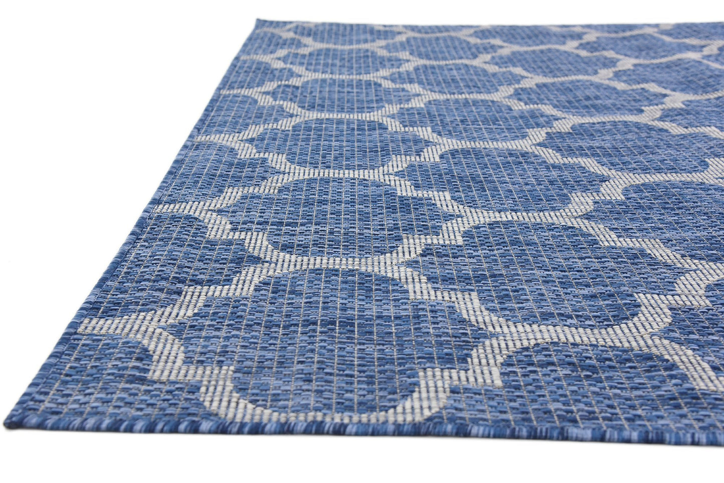 Unique Loom Outdoor Trellis Collection Area Rug (6' 1" x 9' Rectangle, Navy Blue/ Ivory)