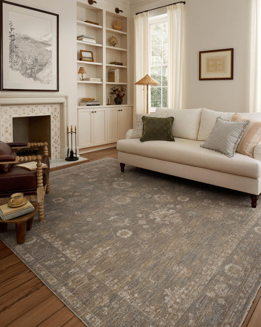 Loloi Chris Loves Julia Louisa Collection LOI-04 Lagoon/Ivory 9'-6" x 13'-1", .38" Pile Height, Area Rug