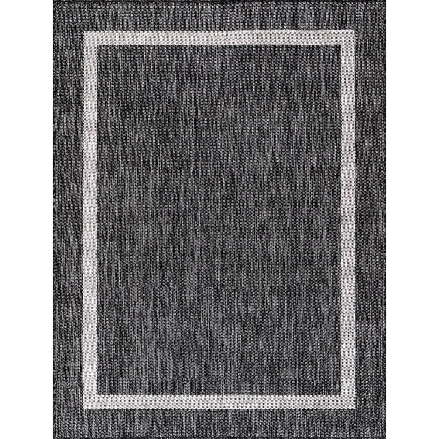 Luul Home Bordered Outdoor Rug 10x14 Washable Outside Carpet for Indoor Patio Porch Waterproof Easy Cleaning Non Shedding Area Rugs Gray 10 x 14