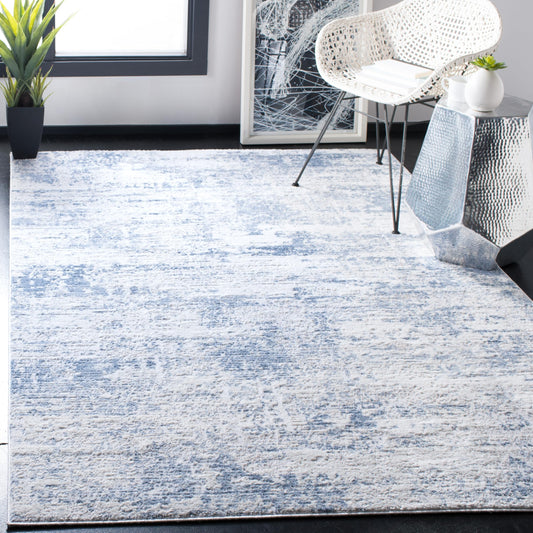 SAFAVIEH Amelia Collection Accent Rug - 4' x 6', Ivory & Blue, Modern Abstract Design, Non-Shedding & Easy Care, Ideal for High Traffic Areas in Entryway, Living Room, Bedroom (ALA700A)