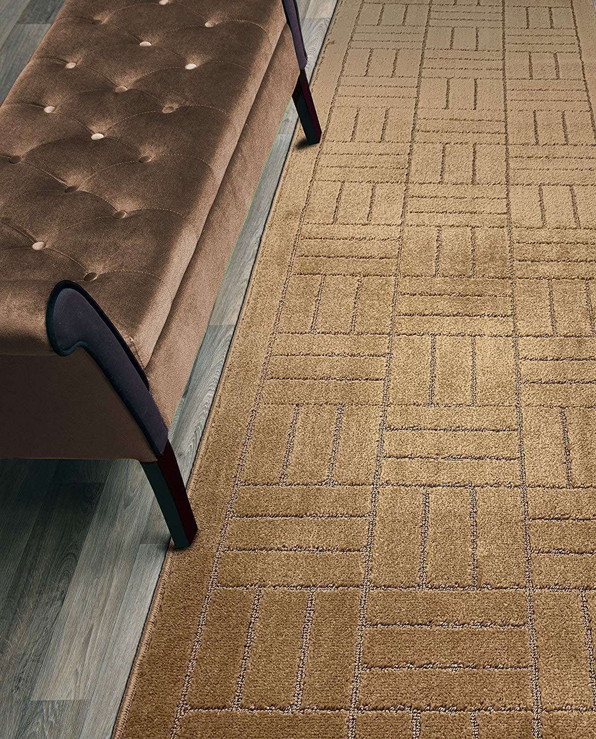 30 ft Extra Long Non-Slip Brownish Beige Hallway Kitchen Runner Rug, 2'2" X 30' Washable Carpet Runner Rugs-Rubber Backed, Custom Size Floor Mat for Stairs Bedroom Bathroom Entryway