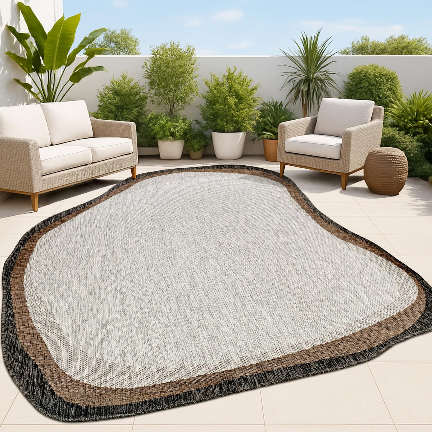 JONATHAN Y Rustic Abstract Indoor Outdoor Area Rug 6X9 Gray/Black, Wyatt Modern for Backyard, Patio, Porch, Easy-Cleaning, High Traffic, Pet-Friendly, Non-Shedding (SHP200C-6)