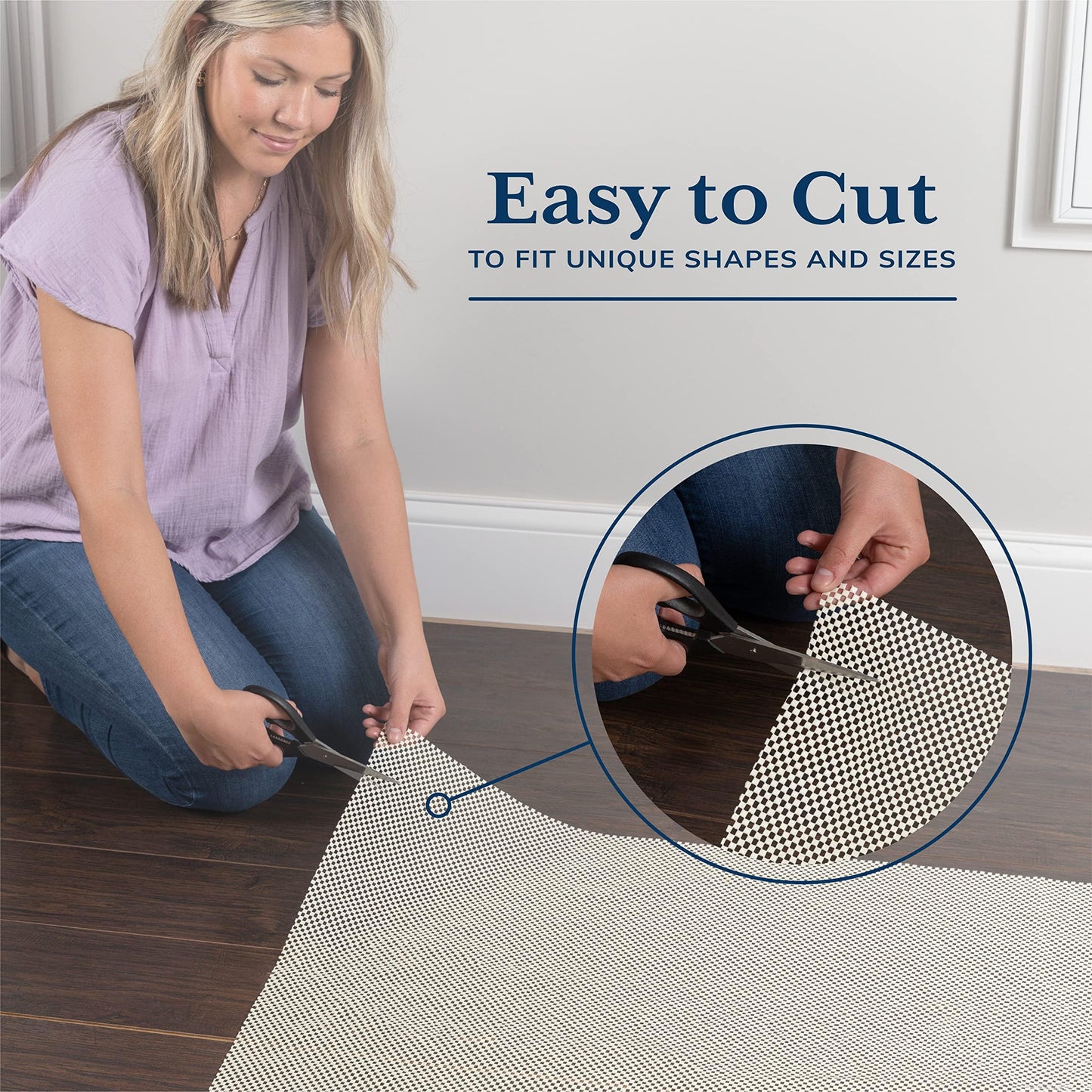 Veken 2x2 Ft Round Rug Pad Gripper for Hardwood Floors, Circle Non Slip Rug Pads for Area Rugs, Thick Rug Grippers for Tile Floors, Under Carpet Anti Skid Mat, Keep Your Rugs Safe and in Place