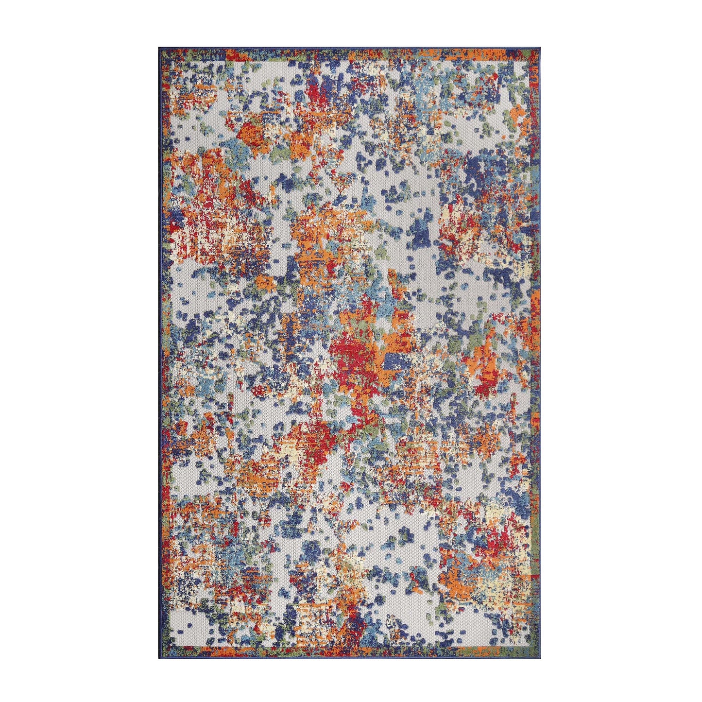 Superior Indoor Outdoor Area Rug, Perfect for Patio, Bedroom, Kitchen, Living Room, Entryway, Playroom, Nursery, Carpet Cover, Abstract Splatter Modern, Kalina Collection, 4' x 6', Cream