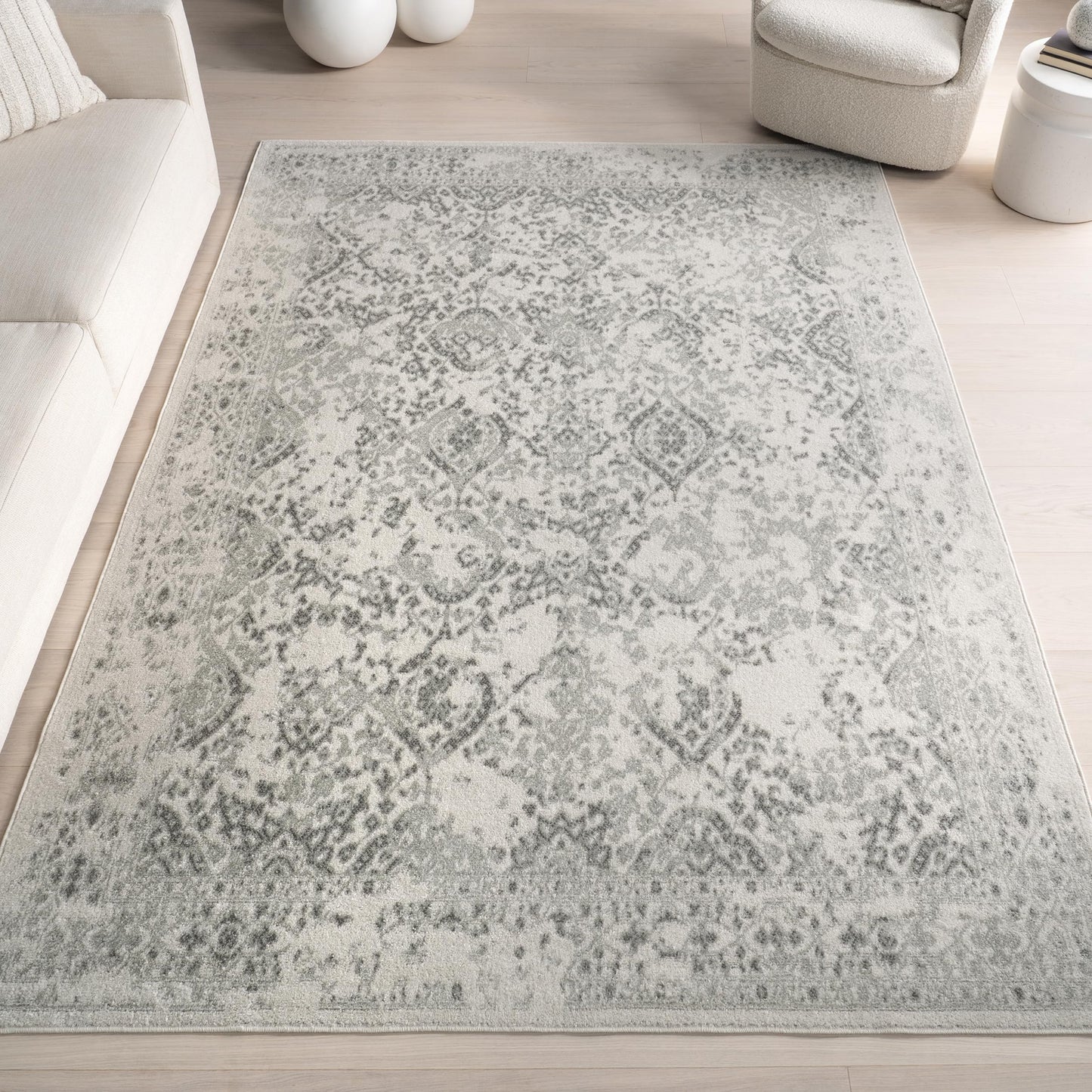 nuLOOM Odell Faded Vintage Area Rug, 4' x 6', Ivory, Rectangular, 0.47" Thick