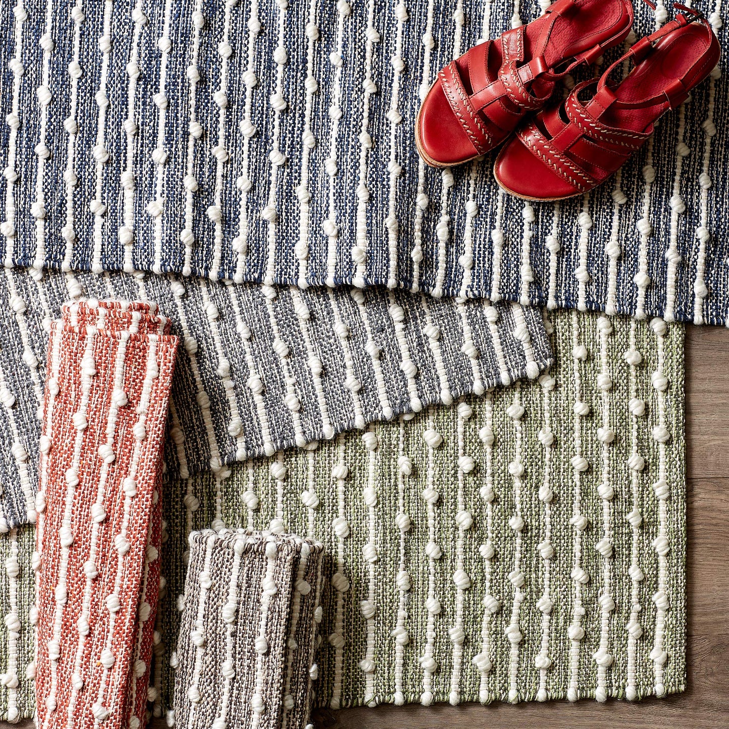 DII Slub Rug Collection Recycled Cotton Loop, 2x3', Antique Green