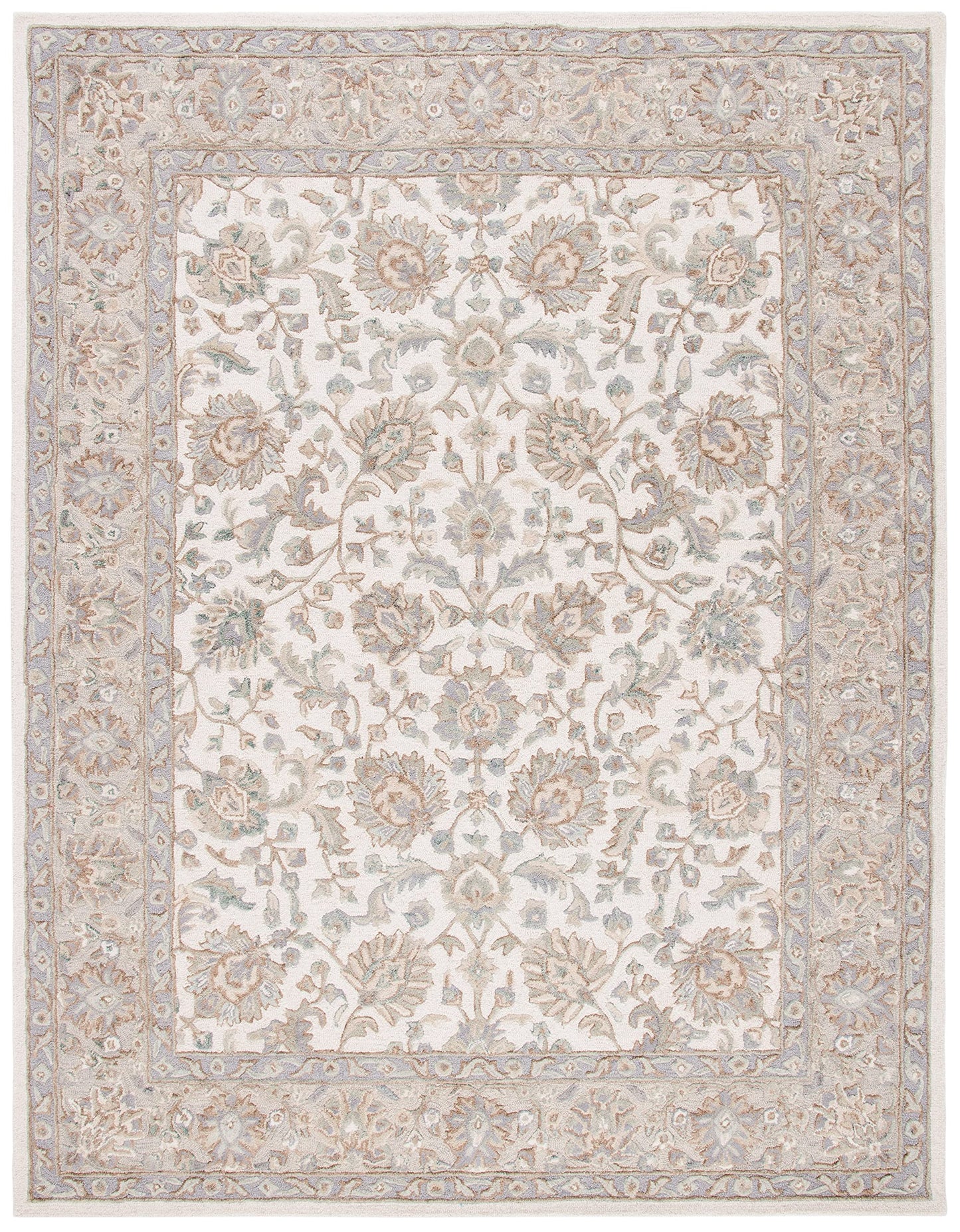 SAFAVIEH Glamour Collection 9' x 12' Ivory/Grey GLM628A Handmade Premium Wool Area Rug