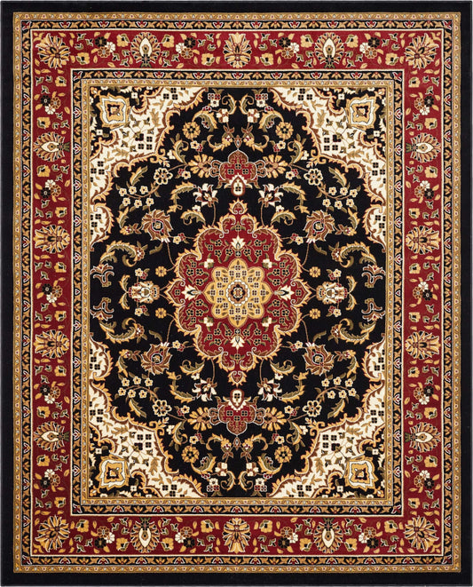 Well Woven Barclay Collection Medallion 5x7 Black Area Rug - for Living Room, Bedroom, and Dining Room