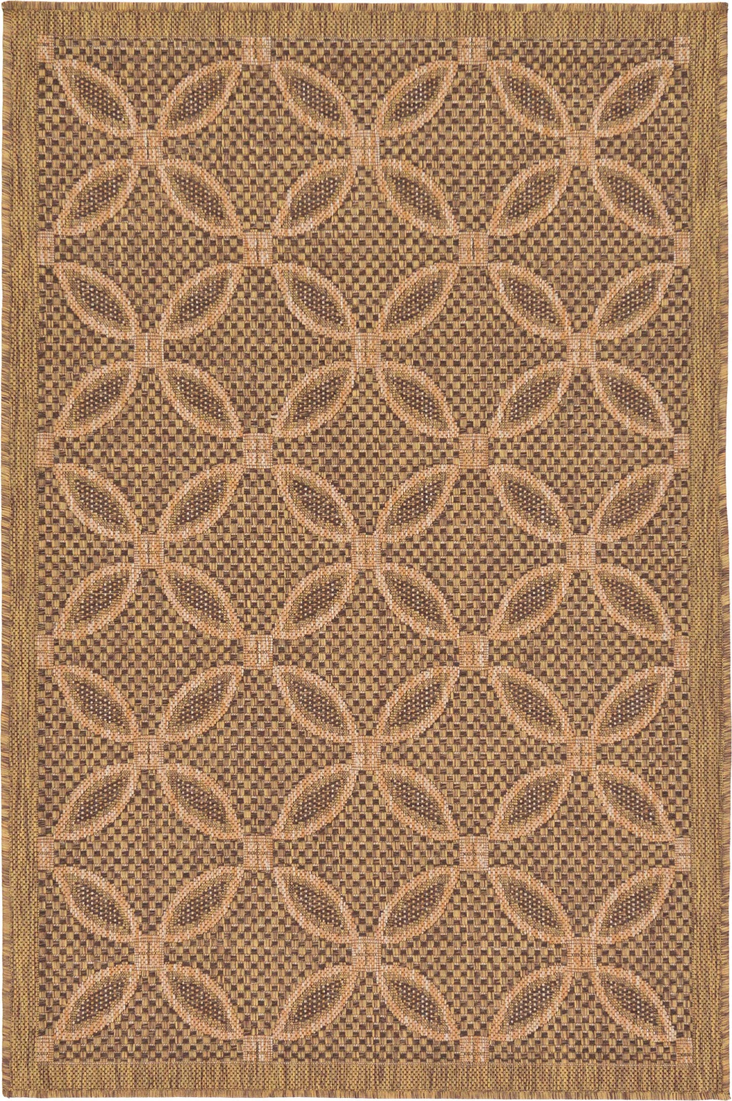 Unique Loom Outdoor Trellis Collection Area Rug - Spiral (3' 3" x 5' 1" Rectangle, Light Brown/ Brown)