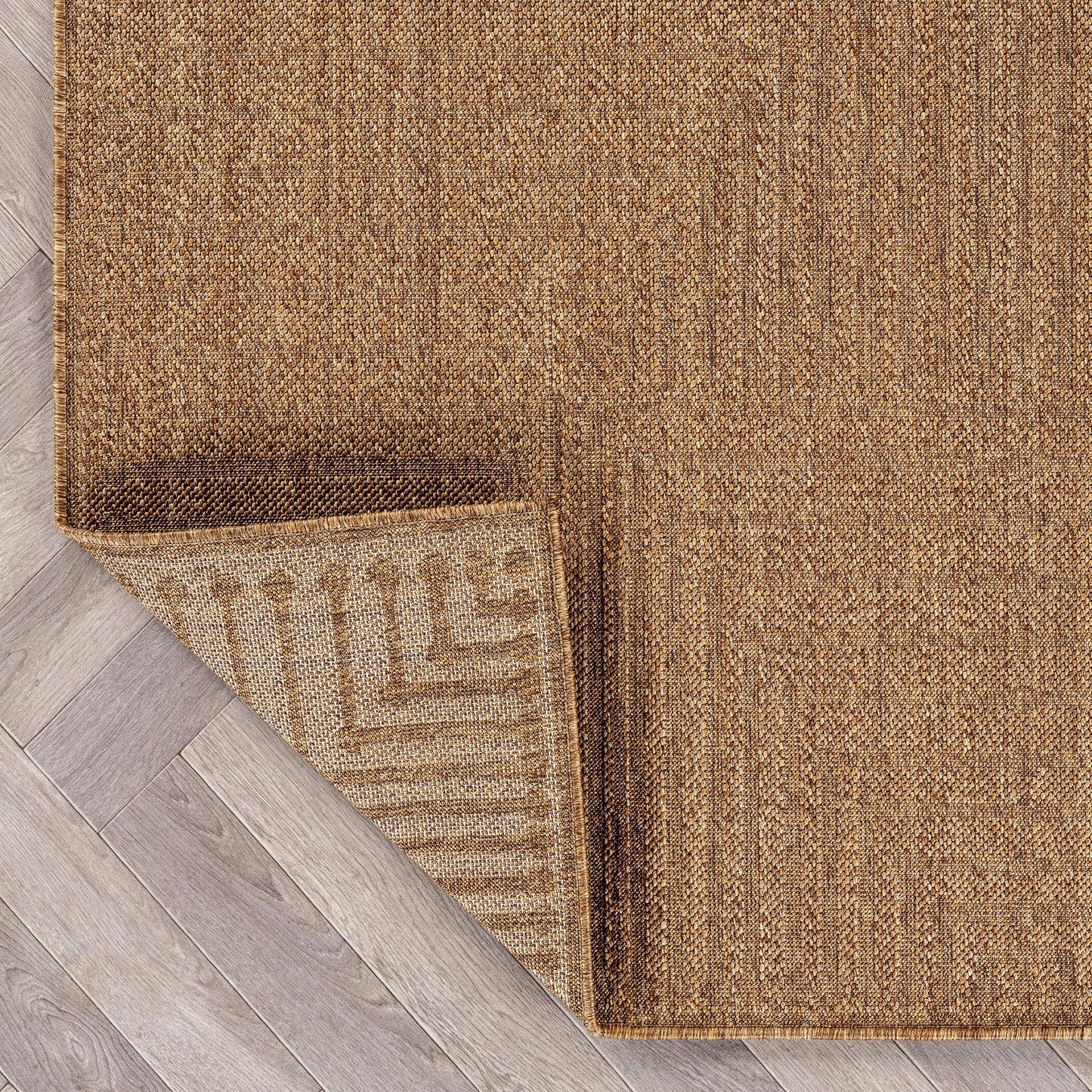 Rugshop Geometric Lines Indoor Outdoor Flat Woven Area Rug,Natural Jute-Style,Easy-Care Patio Rug for Backyard Porch Deck Balcony, 6'6" x 9' Natural/Jute