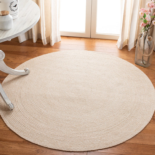 SAFAVIEH Braided Collection 3' Round Beige BRD800B Handmade Country Cottage Reversible Area Rug