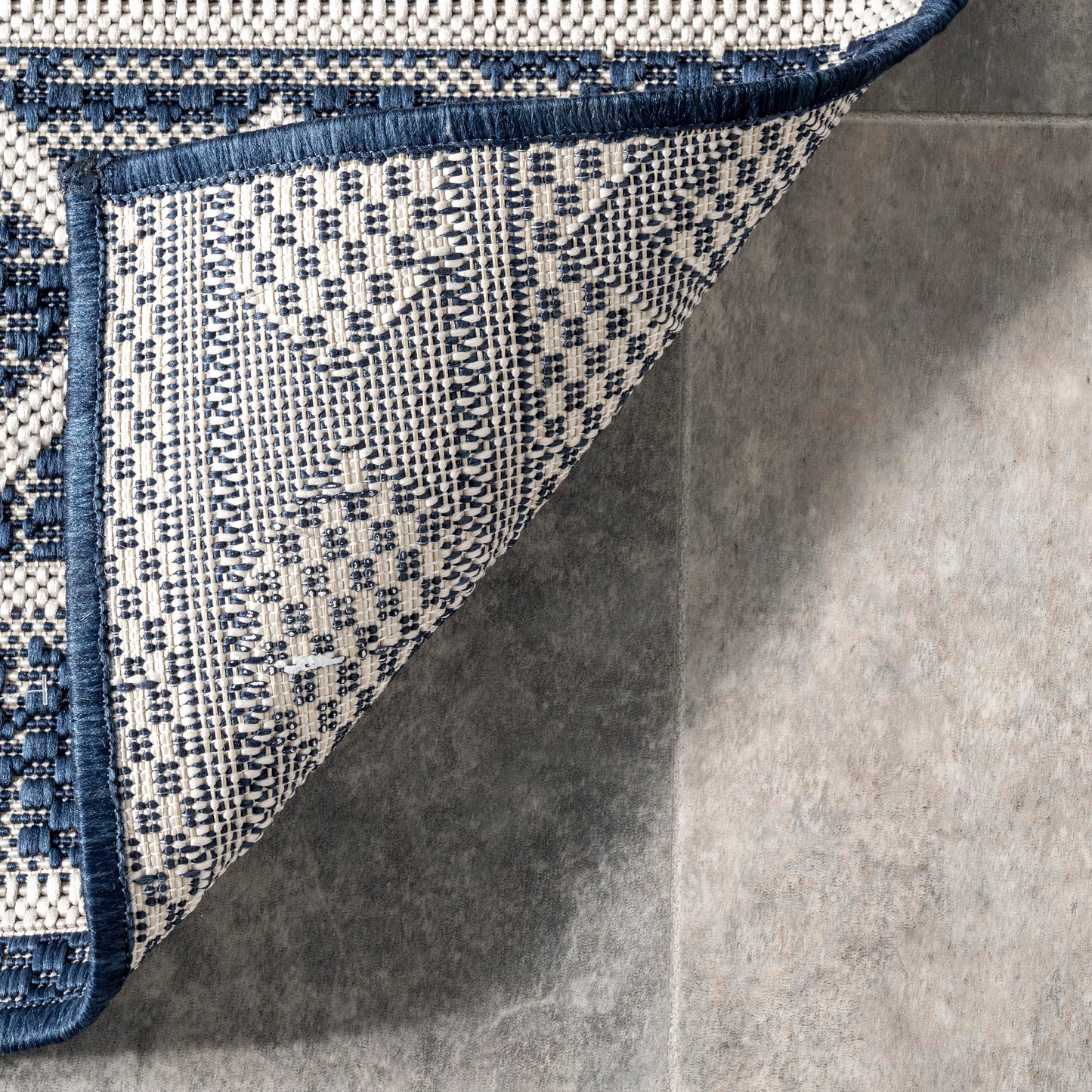 Nuloom Outdoor Performance Cari Blue/Ivory, 8' x 10', Diamond, Soft and Cozy, High Traffic, Stain Resistant, Easy Clean, Durable Area Rug for Indoor/Outdoor Patio, Deck, Porch, Garden, Courtyard
