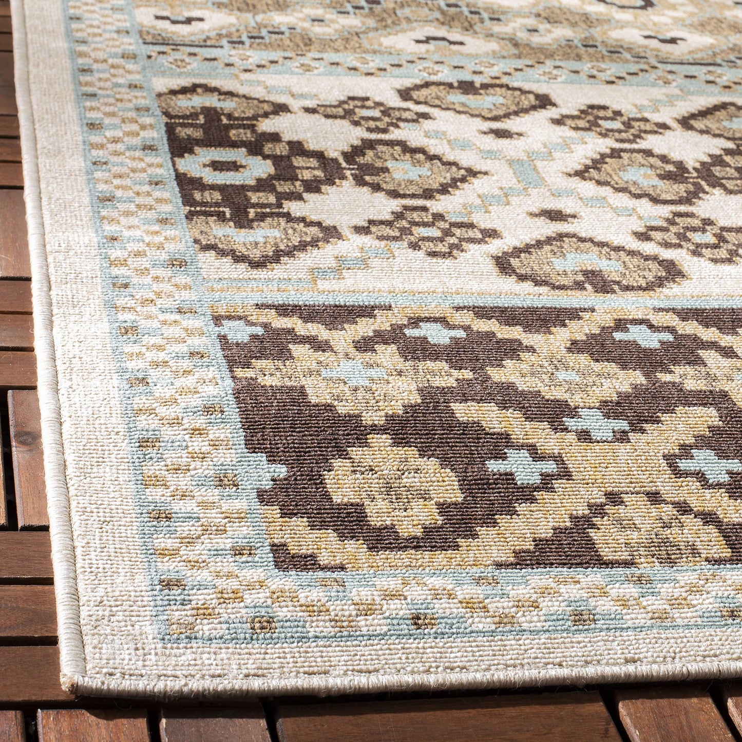 SAFAVIEH Washable Rug Outdoor Veranda Collection - 2' x 3'7", Red & Chocolate, Non-Shedding & Easy to Clean, Ideal for Entryway, Patio, Kitchen, Mudroom, Front Door (VER093-0332)