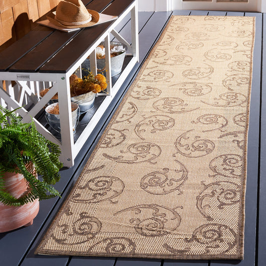 SAFAVIEH Washable Rug Outdoor Courtyard Collection - 2'3" x 6'7" Runner, Natural & Brown, Non-Shedding & Easy Cleaning, Ideal for Patio, Entryway, Mudroom, Hallway, Kitchen (CY2665-3001)