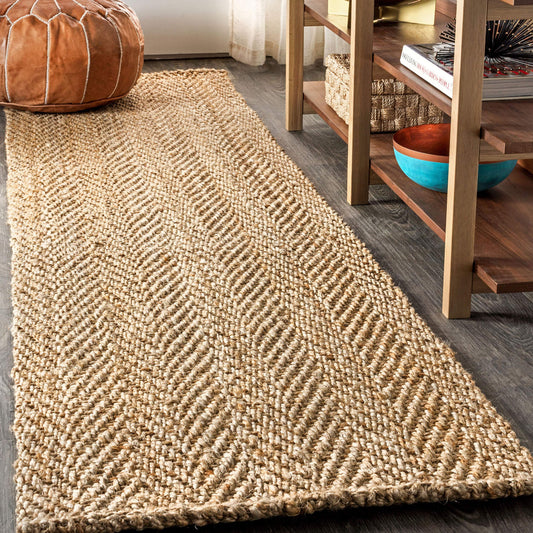 JONATHAN Y Espina Hand Woven Herringbone Chunky Jute Natural Runner Rug, 2x8, Bohemian, Cottage, Easy-Cleaning for Living Room, Bedroom, Kitchen, Pet Friendly, Non-Shedding (NFR101A-28)