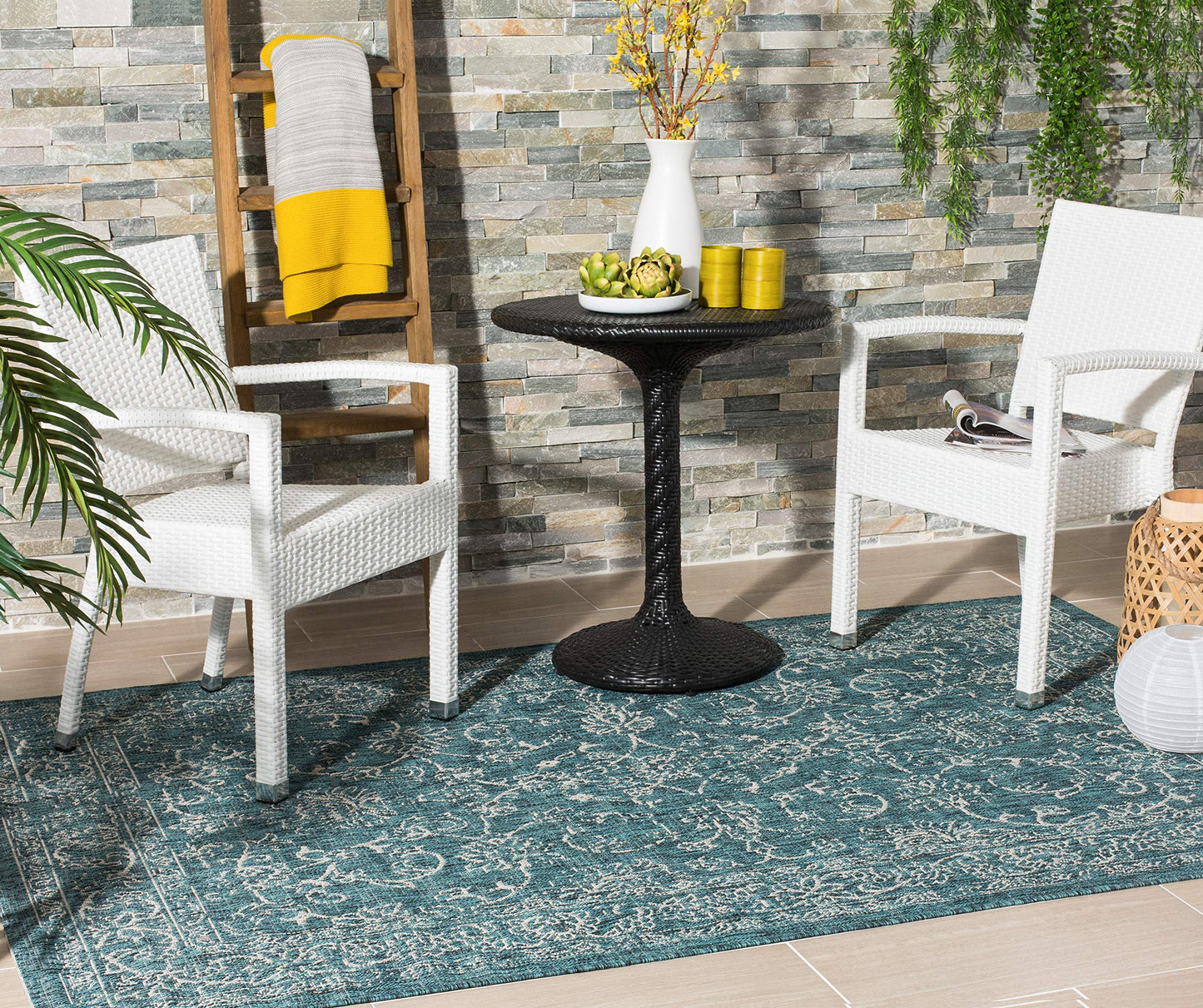 SAFAVIEH Courtyard Collection 8' x 10' Turquoise CY8680 Indoor/ Outside Waterproof Easy cleansingPatio Backyard Mudroom Area Mat