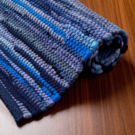 Savi Home Hand Woven 100% Cotton Chindi Rag Rug 20"x32" - Navy, Recycled Reversible Rug, Boho Farmhouse Rugs for Living Room, Dining Room, Kitchen, Entryway, Bedroom Rugs