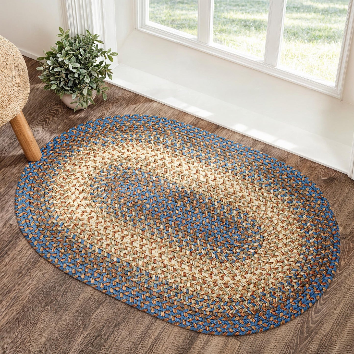 RRI Home Decor EastEnd EL93 Blue Lake 2' x 3' Oval - Braided Area Rug, Home Decor, Floor Mat or Bedroom Rug - Easy Care, Ideal for High Traffic Areas in Hallway and Living Room - Made in USA