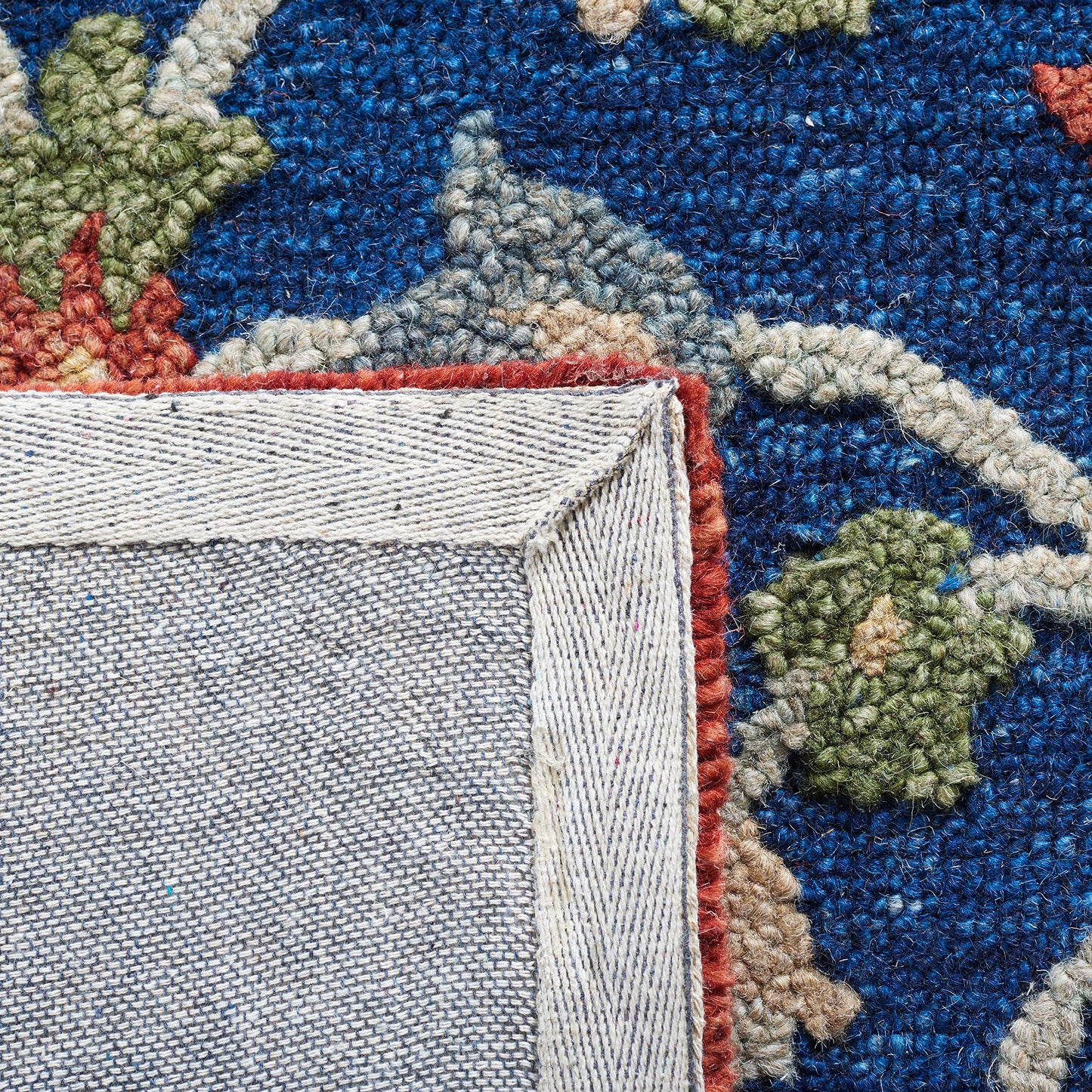 SAFAVIEH Blossom Collection 8' x 10' Blue/Rust BLM562M Handmade Floral Premium Wool Living Room Dining Bedroom Area Rug