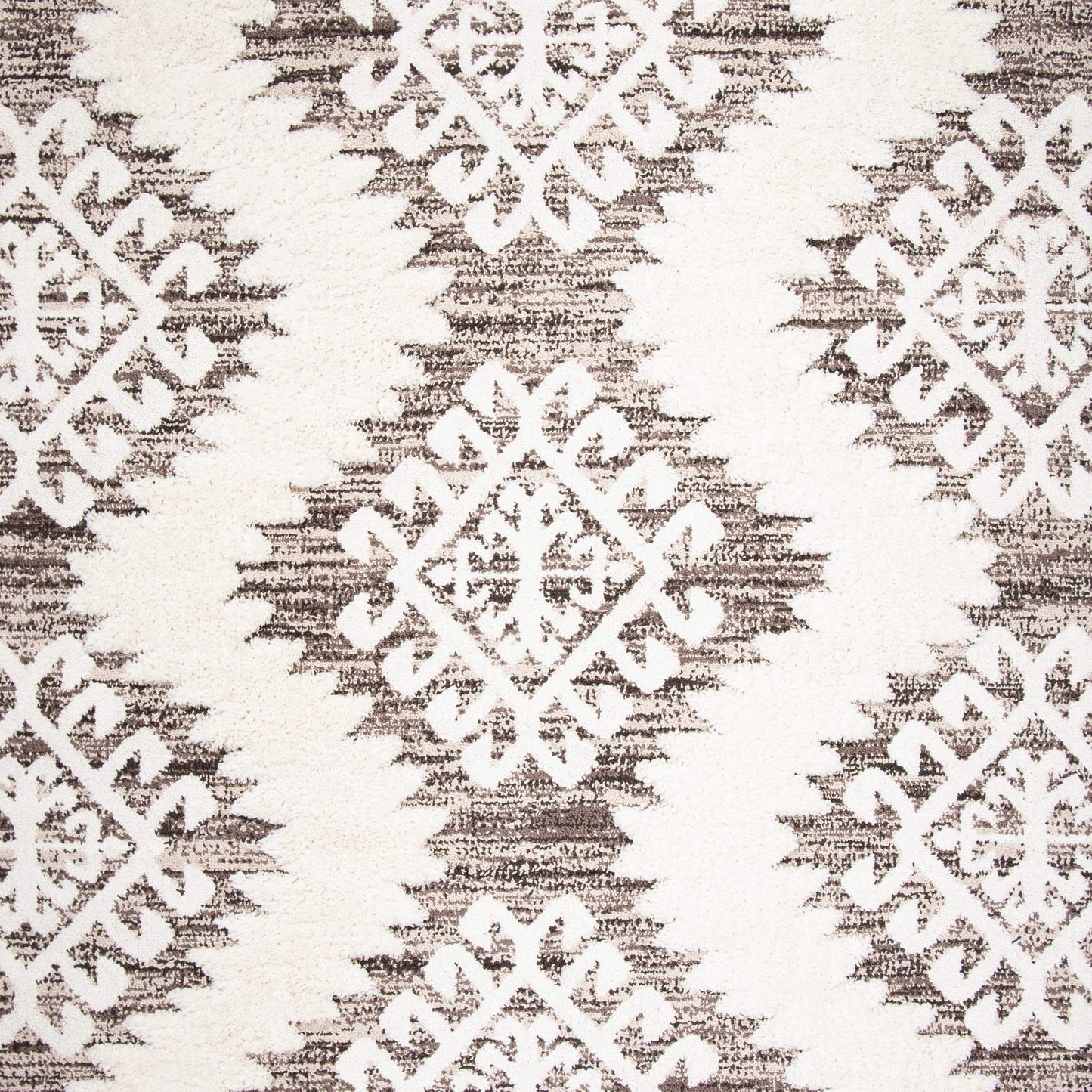 SAFAVIEH Moroccan Tassel Shag Collection Area Rug - 9' x 12', Ivory & Brown, Boho Design, Non-Shedding & Easy Care, 2-inch Thick Ideal for High Traffic Areas in Living Room, Bedroom (MTS652A)
