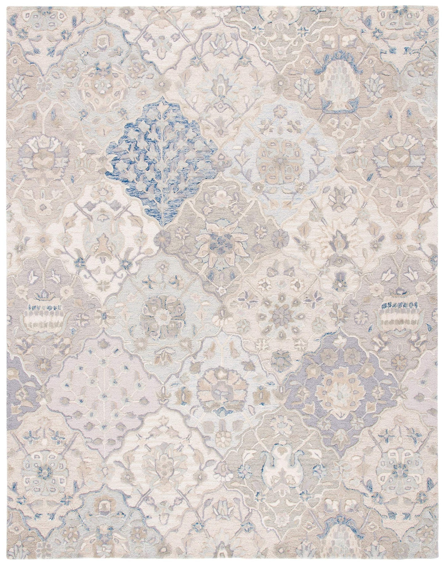 SAFAVIEH Area Rug 8x10 - Glamour Collection - Large - Grey & Blue, Handmade Wool, Ideal for Living Room, Bedroom, Office, Dining Space (GLM622F)