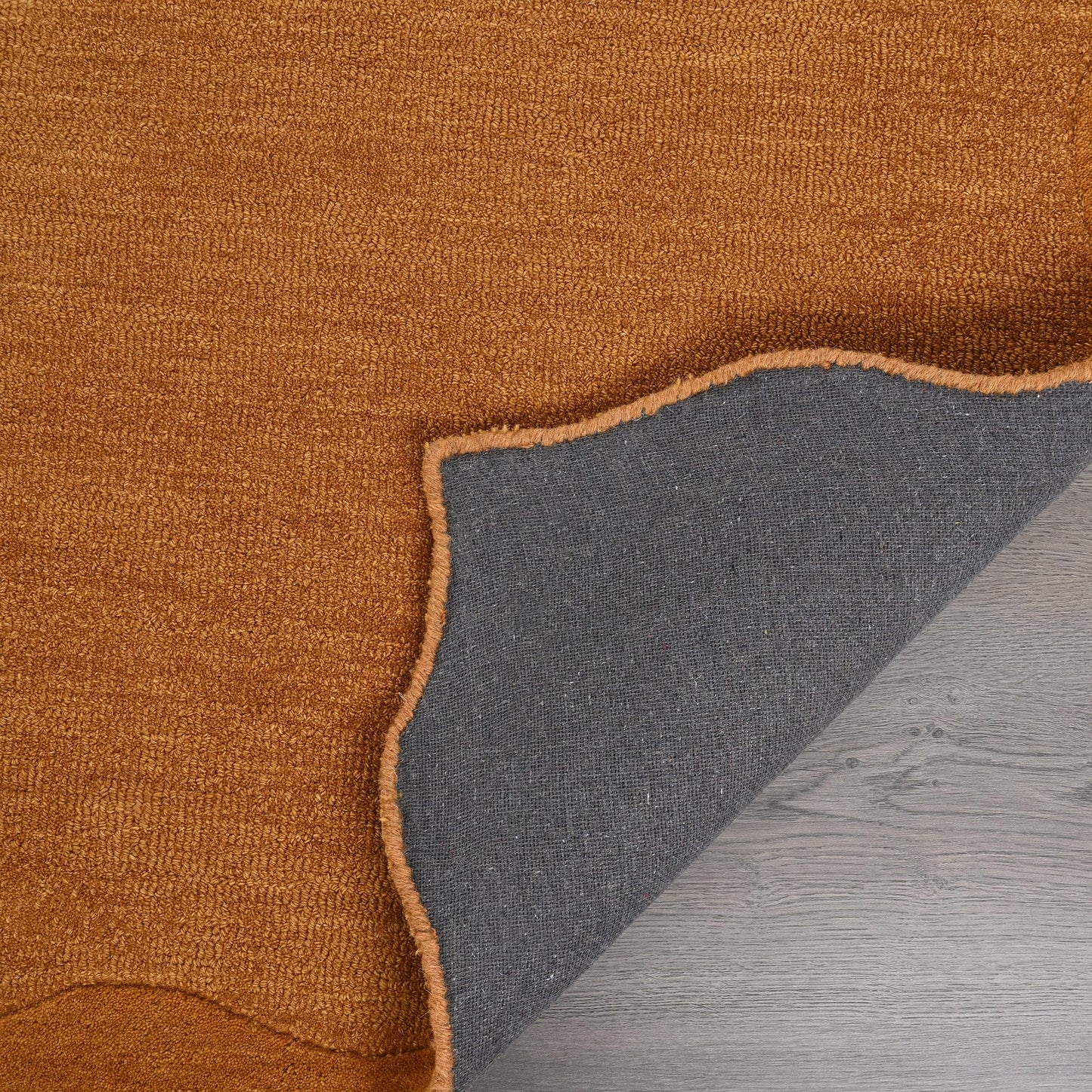Restoration and Renovation Scalloped Hand-Tufted Wool Area Rug 5' x 8' – Thick, Soft, Plain Textured Carpet for Living Room, Bedroom, – Wavy Edge Accent Rugs with Cotton Backing – Burnt Orange